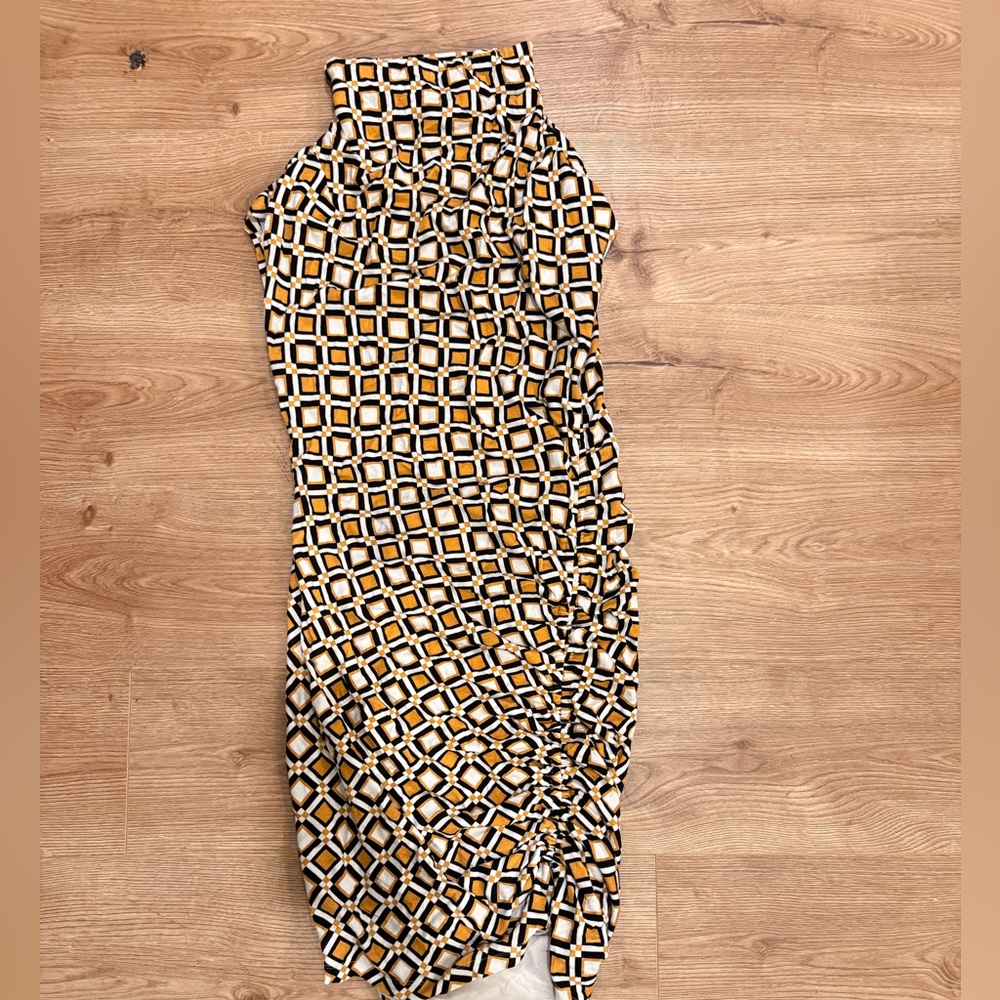 Anthropologie Black and Gold Geometric Dress